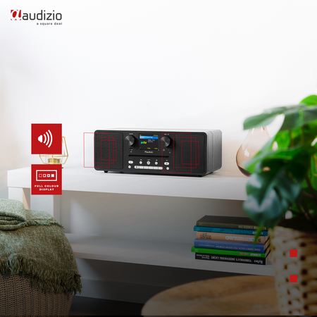 Miniwieża Audizio CD/BT/DAB+/radio internetowe czarne