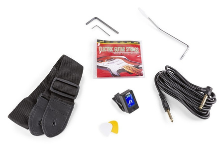 Gitara elektryczna Gigkit biała+ akcesoria/ zestaw
