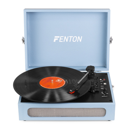 Gramofon w walizce RP118E Fenton wejście/wyjście BT niebieski+ winyl