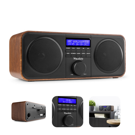 Radio cyfrowe stereo FM DAB+ Audizio Nowara brązowe