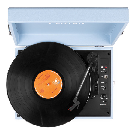 Gramofon w walizce RP118E Fenton wejście/wyjście BT niebieski+ winyl