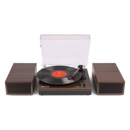 Gramofon stereo Fenton RP165D z głośnikami i bluetooth/ Ciemne drewno