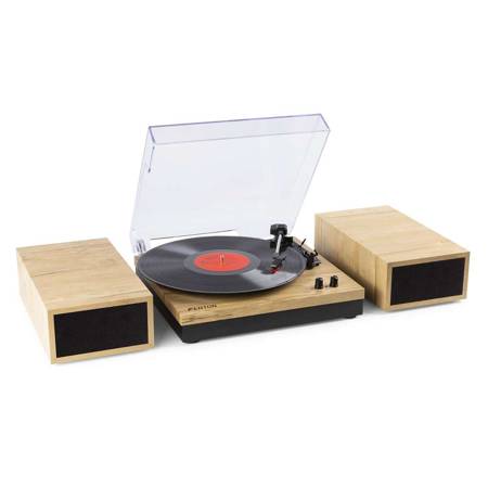 Gramofon stereo Fenton RP165L z głośnikami i bluetooth/ Jasne drewno