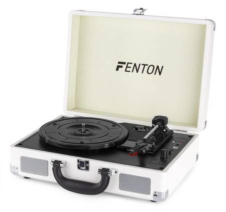 Gramofon w walizce Fenton RP115D biały+ winyl