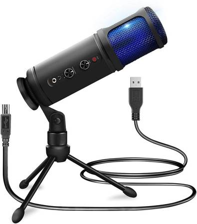 Mikrofon studyjny USB Power Dynamics PCM120 ze statywem i oświetleniem