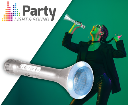 Mikrofon z głośnikiem do karaoke Party KAMIC kolor srebrny
